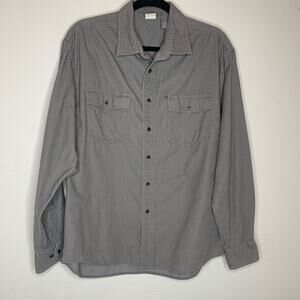 Aigle Taupe Tan Corduroy Button Up Shirt Sz Large 100% Cotton